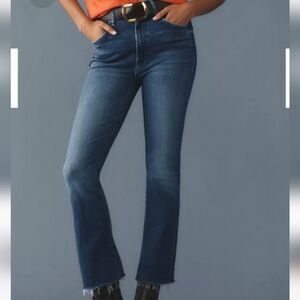MOTHER Blue Flare Wide Leg Jeans with Full Length Design